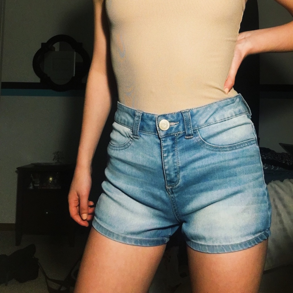 high waisted jean shorts
